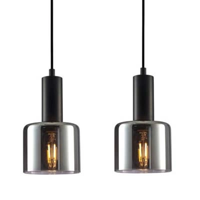 Skandynawska lampa wisząca Santia PND-65342-3-BK+SG loftowa czarna przydymiona hol