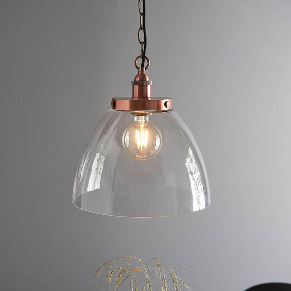 Lampa wisząca łańcuch Hansen Grand 106895 szklana miedziana przezroczysta