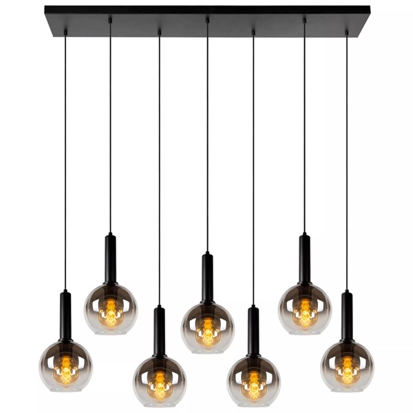 Wisząca lampa Marius kaskada nad stół czarna przydymiona