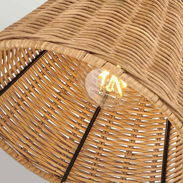 Naścienna lampa na wysięgniku Arti HK-ARTI-1W-BK-NR rattan drewniana czarna