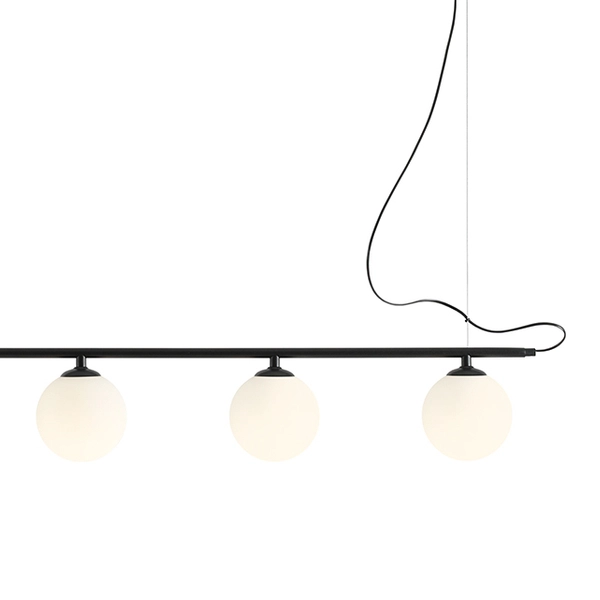 Wisząca lampa modernistyczna Beryl 1006F1 kule na listwie czarna biała