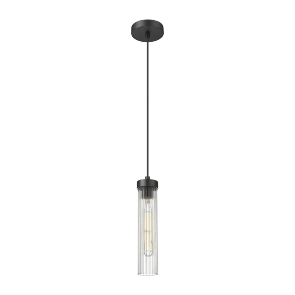 Nowoczesna lampa wisząca QUINCY czarna metalowa szklana E27 1p do kuchni P01811BK