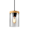 Szklana lampa wisząca Wels 31-21984 przydymiony drewniany czarny