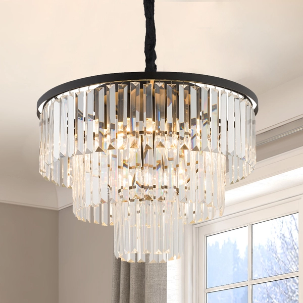 Lampa wisząca Cristal 7616 kryształy zwis przezroczysty czarny