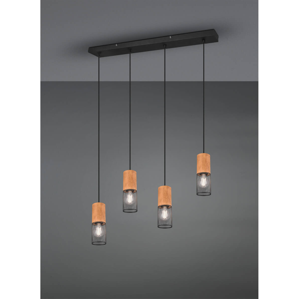 Loftowa lampa wisząca Tosh 304300432 metalowa czarna brązowa