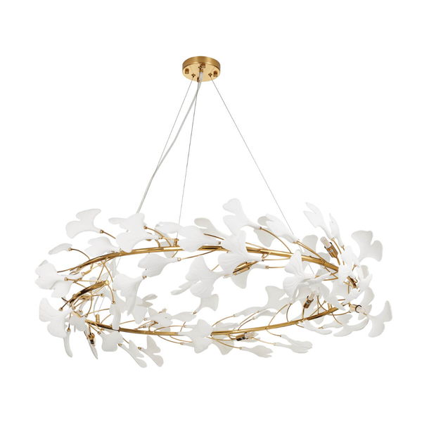 Ceramiczna lampa zwisowa Botanika XY080P-100 liście złota biała