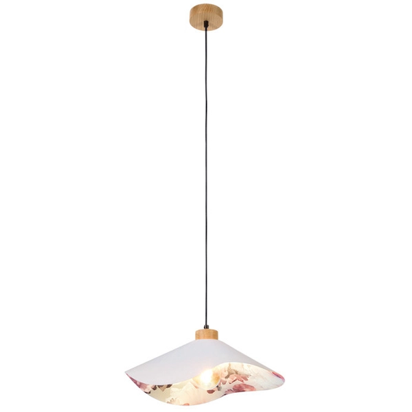 Wisząca lampa materiałowa HATTU FLORAL 1614719174 kopułowa kwiaty szary