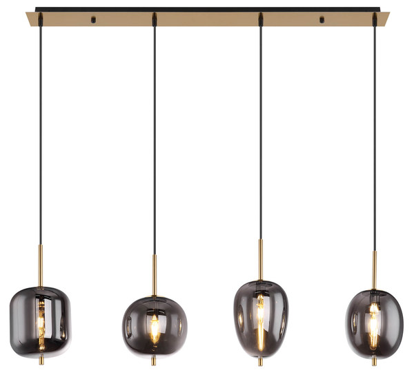 Wisząca lampa Blacky 15345-4MM szklana mosiądz przydymiona
