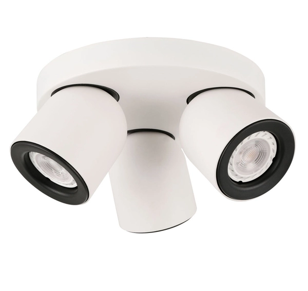 Sufitowa LAMPA plafon NUORA SPL-2855-3C-WH Italux okrągła OPRAWA metalowa regulowane reflektorki białe czarne