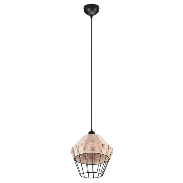 Zwisająca lampa Borka R31261936 RL Light koszyk druciak drewniana czarna