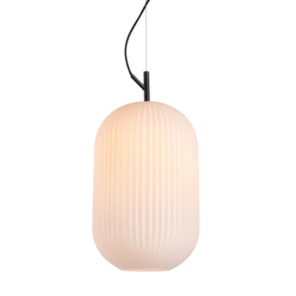 Owalna lampa wisząca Rues PND-64536D-L-BL-OPA Italux czarny biały