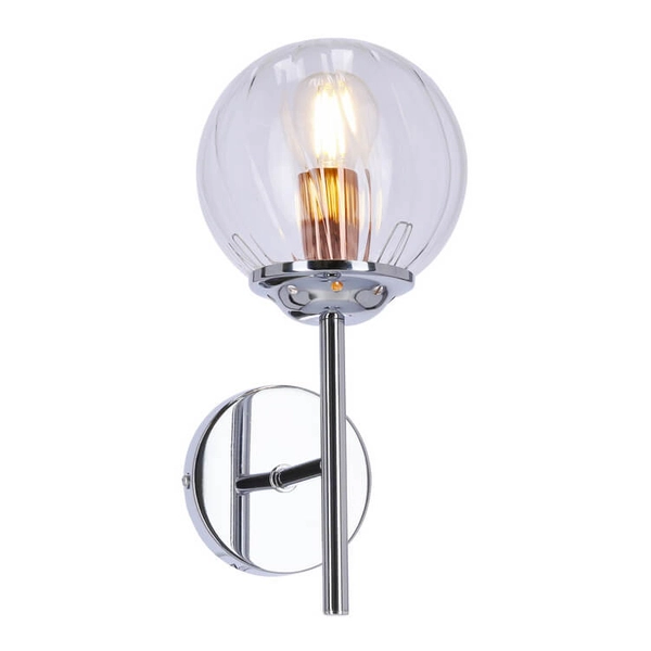 Szklany kinkiet ścienny Best 21-67234 kula chrom przezroczysty