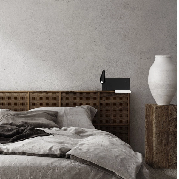 Kinkiet LAMPA ścienna SHELF ML6344 Milagro metalowa OPRAWA półka LED 11W 4000K z portem USB czarna