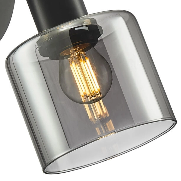 Ścienna lampa loftowa Santia WL-65342-1 BK+SG do holu czarna przydymiona