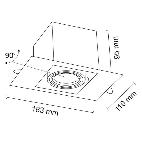 Spot LAMPA sufitowa EBINO 7315 Shilo podtynkowa OPRAWA wpust metalowy prostokątny biały