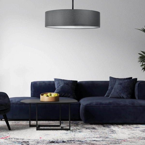 Okrągła lampa wisząca nad stół Rondo 4858 TK Lighting z tkaniny grafitowa
