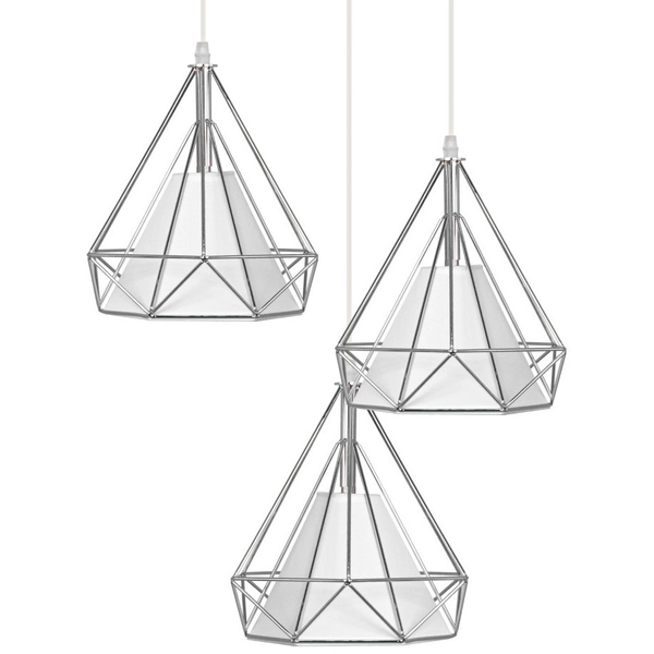 Loftowa LAMPA wisząca 8804/3 ZWIS - 02 Elem druciana OPRAWA metalowy ZWIS kaskada chrom biała