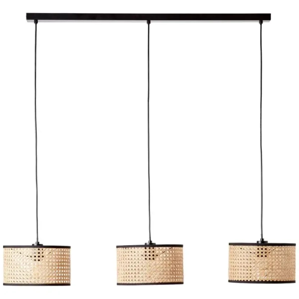 Potrójna lampa wisząca Wiley 99534/09 ratan metalowa brązowa czarna