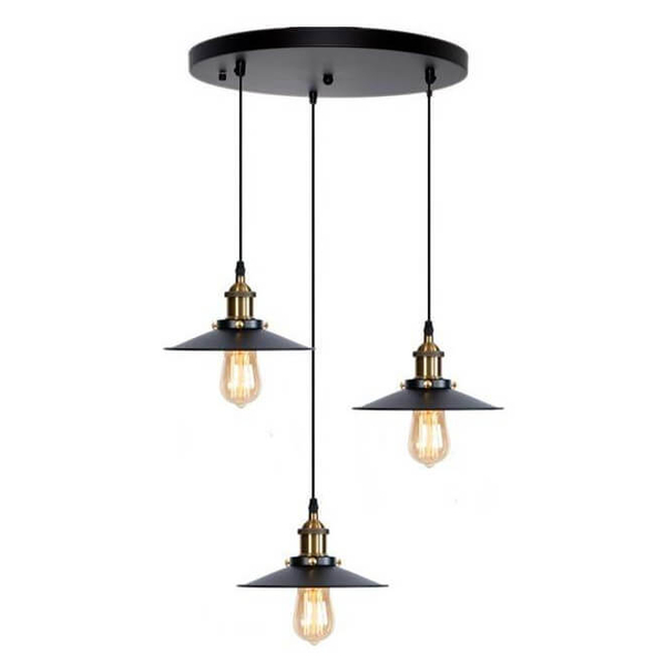 Kaskadowa lampa wisząca Retro ABR-LWRT-3xE27 Abruzzo czarna złota