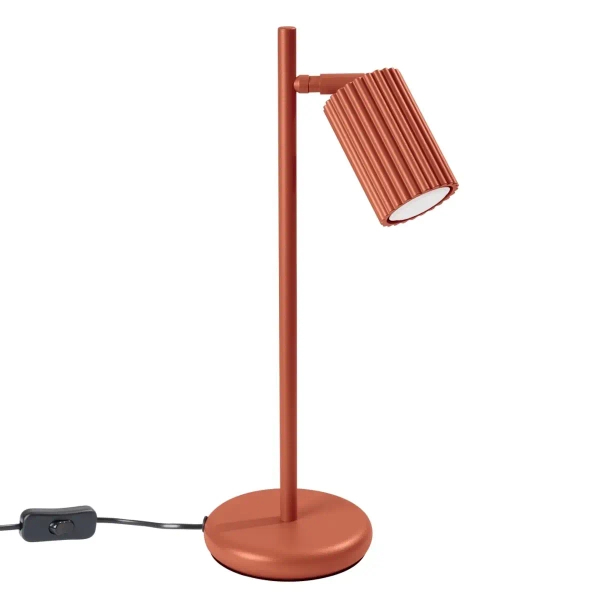 Biurkowa lampa ryflowana KARBON SL.1643 tuba z włacznikiem terakota