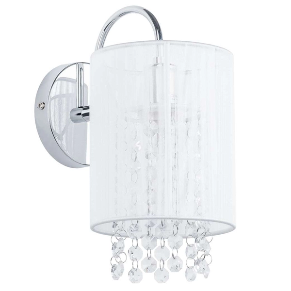 Abażurowa LAMPA kinkiet LANA MBM1787/1 WH Italux kinkiet OPRAWA z kryształkami glamour crystal tuba biała