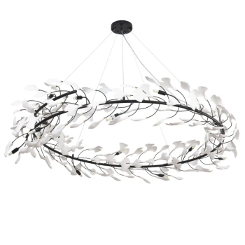 Lampa wisząca Botanika XY080P-80 black liściasta czarna biała