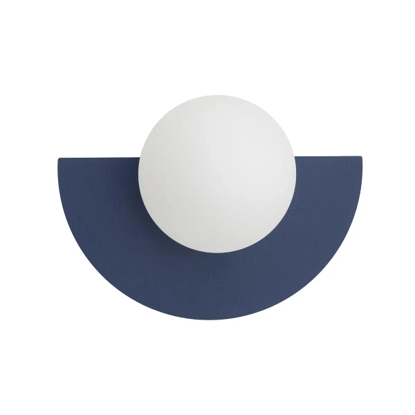 Lampa naścienna półokrąg SATURN granatowa biała szklana 1xG9 do salonu kula 12601