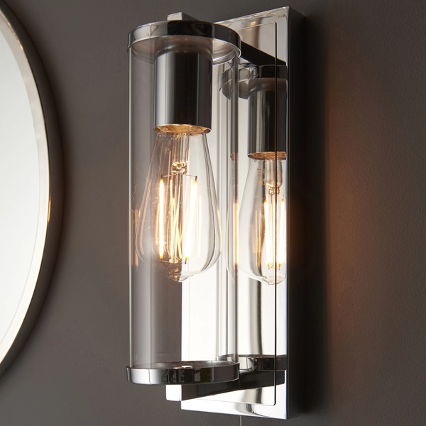 Kinkiet nad lustro L&-194074 Light& tuba z włącznikiem IP44 chrom