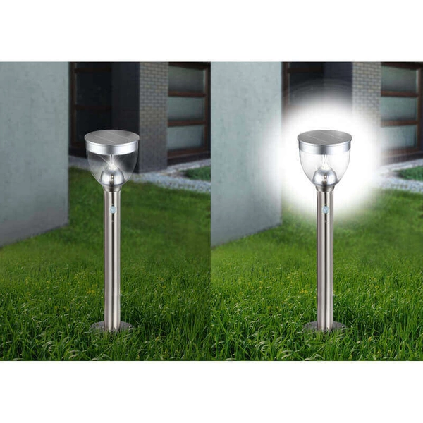 Lampa stojąca ogrodowa Solar 33436 Globo LED 6W 3000K z czujnikiem IP44 srebrna