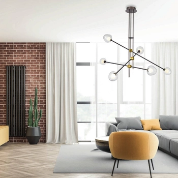 LAMPA sufitowa ROMILY PND-201883-6 Italux metalowa OPRAWA loftowa LED 24W 3000K pręty sticks kawowe przezroczyste