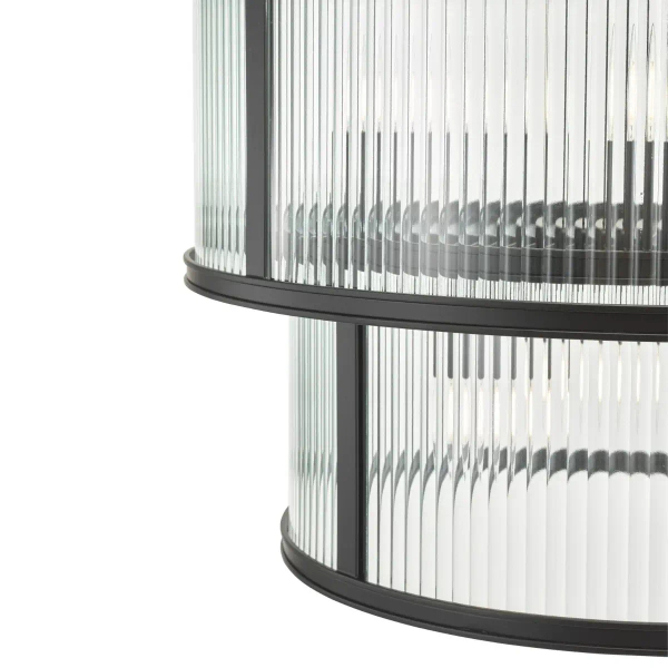 Loftowa wisząca lampa Bianka BIA0622 do salonu żebrowana czarna