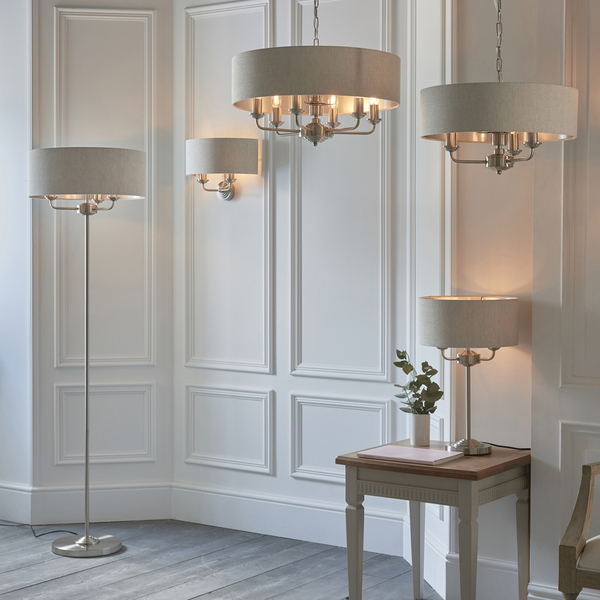 Lampa ścienna abażurowa Highclere 94403 Endon beżowy chrom