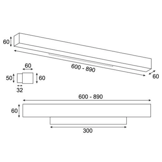 Lampa ścienna liniowa Lupinus 6115D01102-1 Elkim LED 8W 3000K prostokątna biała
