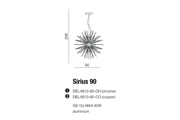 Sticks 90 CH Sirius AZ2116 Azzardo pręty do lampy wiszącej chrom