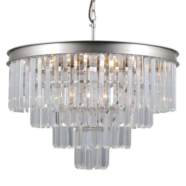 Wisząca lampa VERDES PND-44372-8A-SLVR-BRW crystal srebrny przezroczysty