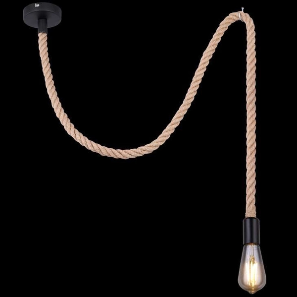 LAMPA wisząca ULLEU 69029H Globo skandynawska OPRAWA zwis lina rope brązowa czarna