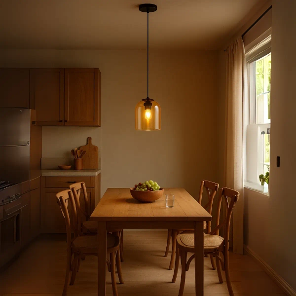 Wisząca lampa nad stół Elaris LP-8103/1P AM szklana bursztynowa czarny