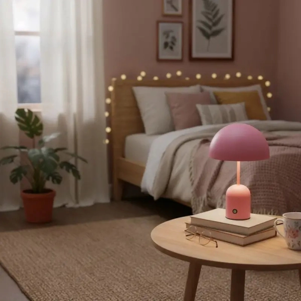 Lampa na stolik Cantia TB-75839-ROSE LED 2W 3000-6500K kopuła różowa