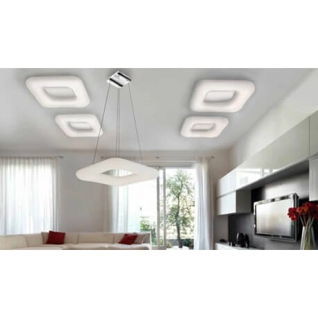 Kwadratowy plafon nowoczesny Donut LED 84W do holu biały