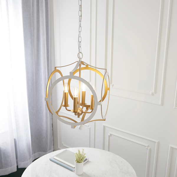 Nowoczesna lampa świecznikowa L&-191922 Light& zwis biała złota