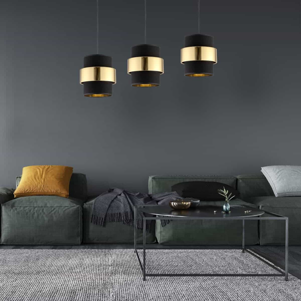Potrójna lampa wisząca glamour Calisto 4378 TK Lighting na listwie czarna złota