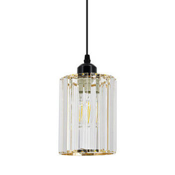 Szklana lampa wisząca 6782/1 BL TR do jadalni czarna złota