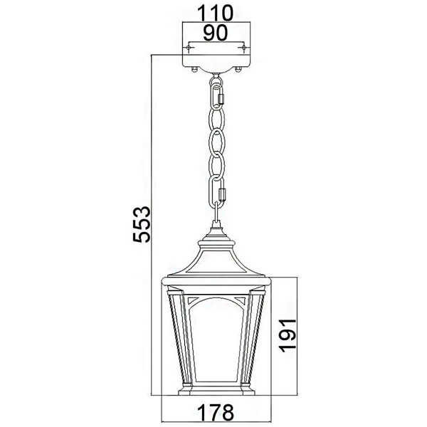Zewnętrzna LAMPA wisząca Bedford QZ-BEDFORD8-S Elstead QUOIZEL industrialna OPRAWA retro ZWIS na łańcuchu IP44 czarny przezroczysty