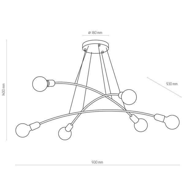 Wielopunktowa lampa wisząca Helix 2726 TK Lighting molekły czarna