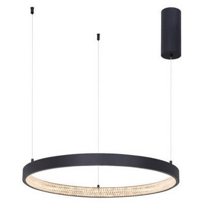 Wisząca LAMPA glamour MORON LE41723 Luces Exclusivas metalowa OPRAWA pierścień ZWIS LED 37W 3000K z krysztakami czarny