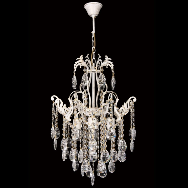 Żyrandol LAMPA wisząca VEN E 1305/4 szklana OPRAWA glamour ZWIS z kryształami crystal biały przezroczysty