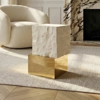 Beżowy stolik kawowy GILDA MM001501100382 złoty metalowy 47cm