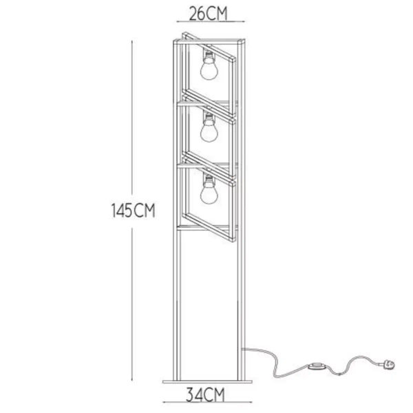Podłogowa lampa loftowa Luuk 00726/03/30 metalowa z włącznikiem czarna