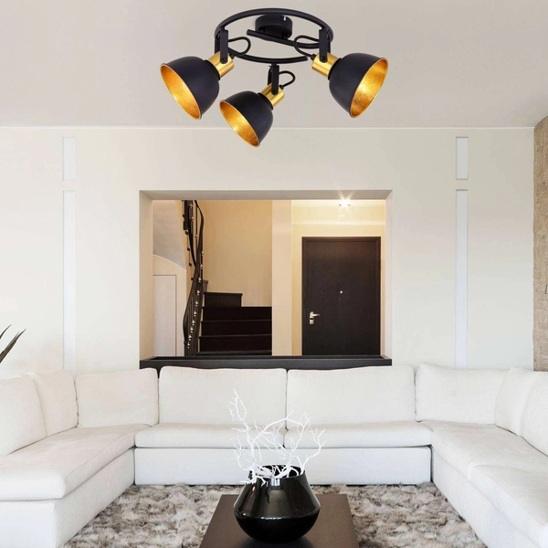 Lampa sufitowa FILLO 54655-3 Globo spirala retro czarna złota