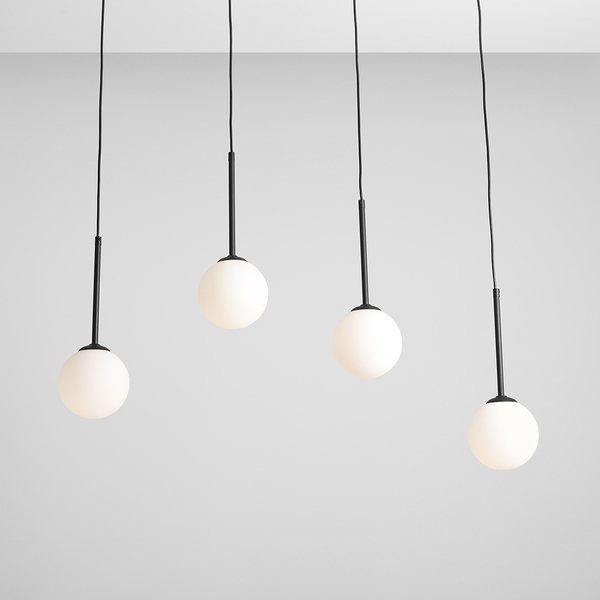 4-płomienna lampa wisząca Bosso 1087L1 Aldex nad kuchenną wyspę czarna